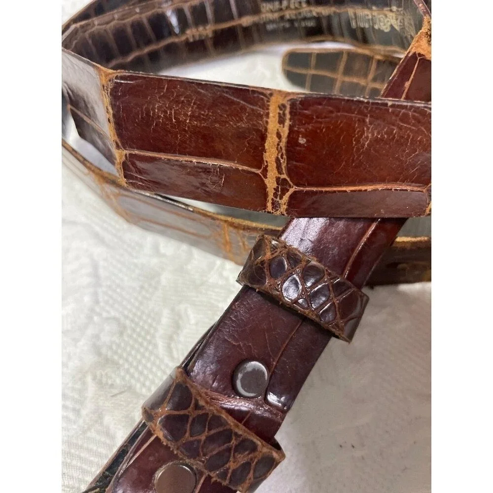Hirdes of New Orleans Genuine Alligator Belt Brown Vintage‎ Washer Bros 32 34